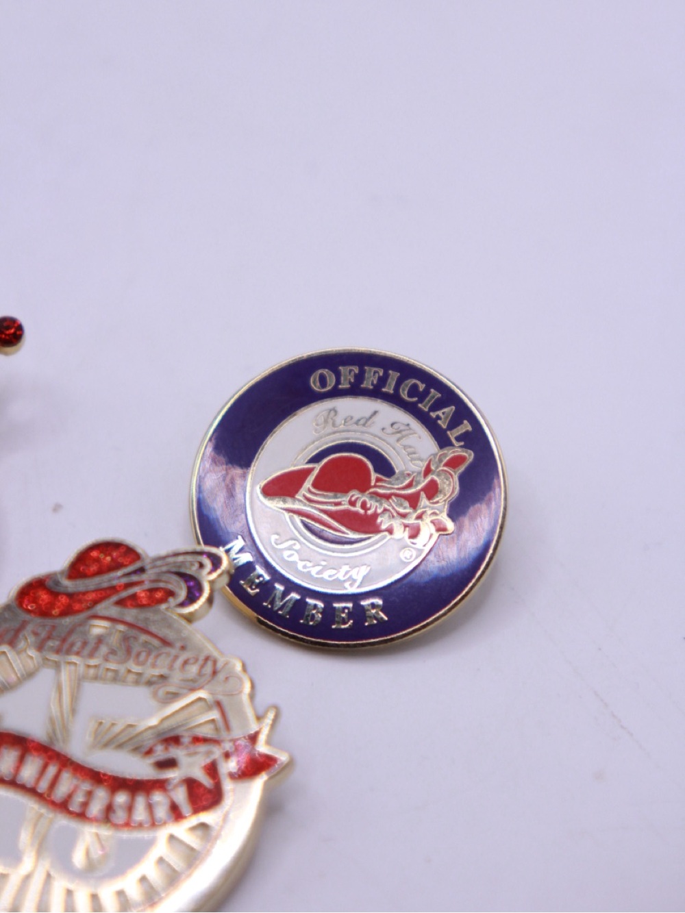 Red Hat Society Enamel Pins - Queen, Member, Anniversary - Picture 4 of 5
